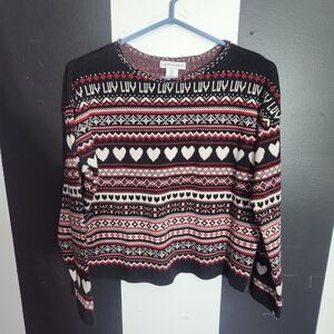 Cupcakes & Cashmere Black and Red LUV Sweater